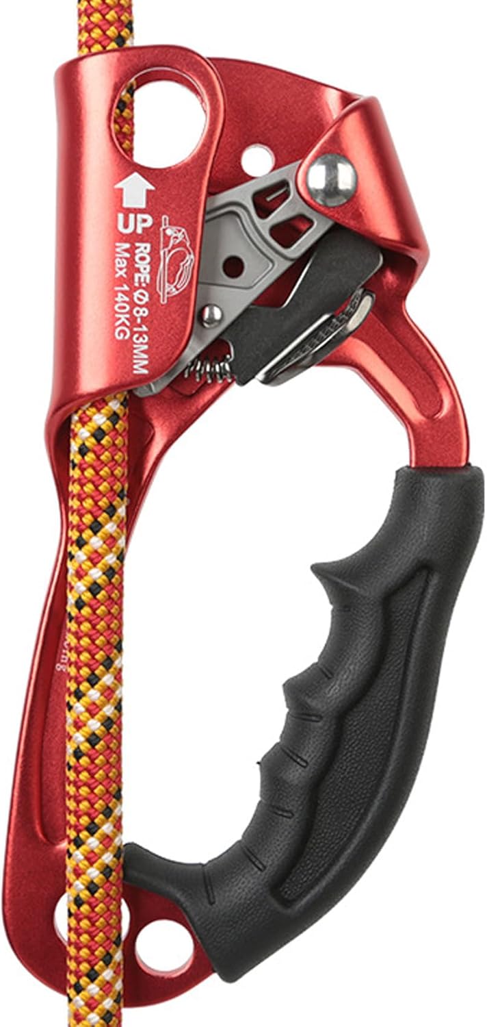 Hand Ascender Rock Climbing, Arborist Rappelling Gear Equipment Rope Clamp, Left/Right Hand, for 8-13mm Rope
