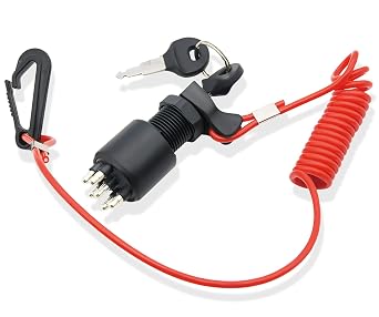 5005801 Ignition Key Switch Compatible with OMC Johnson Evinrude 40-200HP Outboard Motor Replace175974 5005801 Ignition Switch and Key Lanyard Assembly Switch