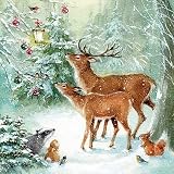 Lot de 20 serviettes de table Motif cerf et cerf en hiver - Neige | Forêt | Noël | Décoration de table | Fête | Célébration | DIY | Decoupage | Technique de serviette 33 x 33 cm