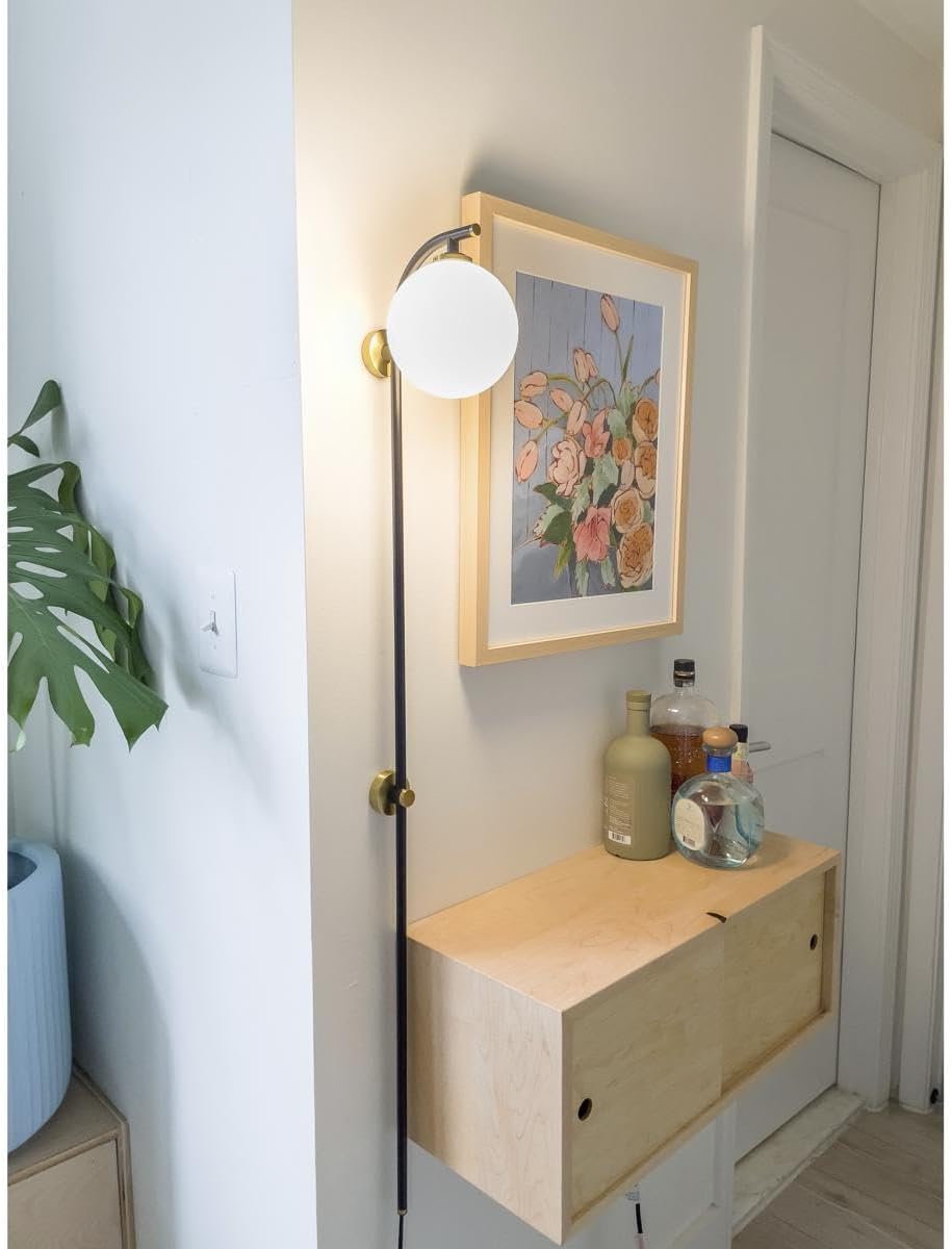 Mitzi HL589201-AGB/SBK Faye - 1 Light Plug-in Sconce 43 inches Tall and 5 inches Wide - Aged Brass/Soft Black