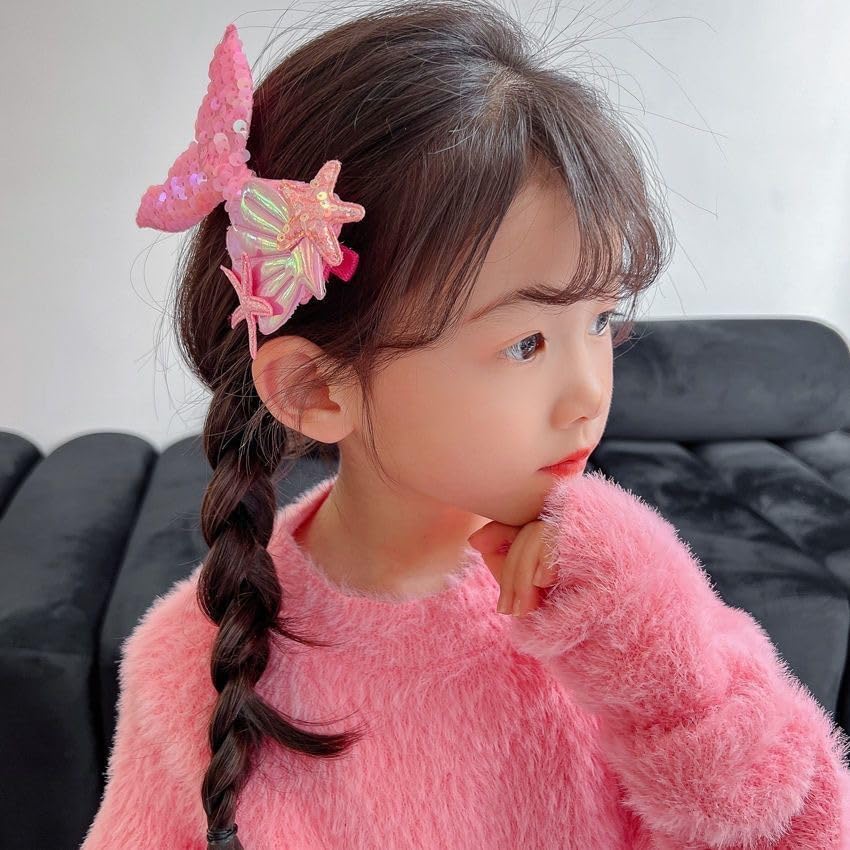 Miniatura 5 de Pinzas para el pelo de cola de sirena para niñas, pinzas para el pelo de cola de pez, pasadores de pelo de sirena con purpurina, horquillas de