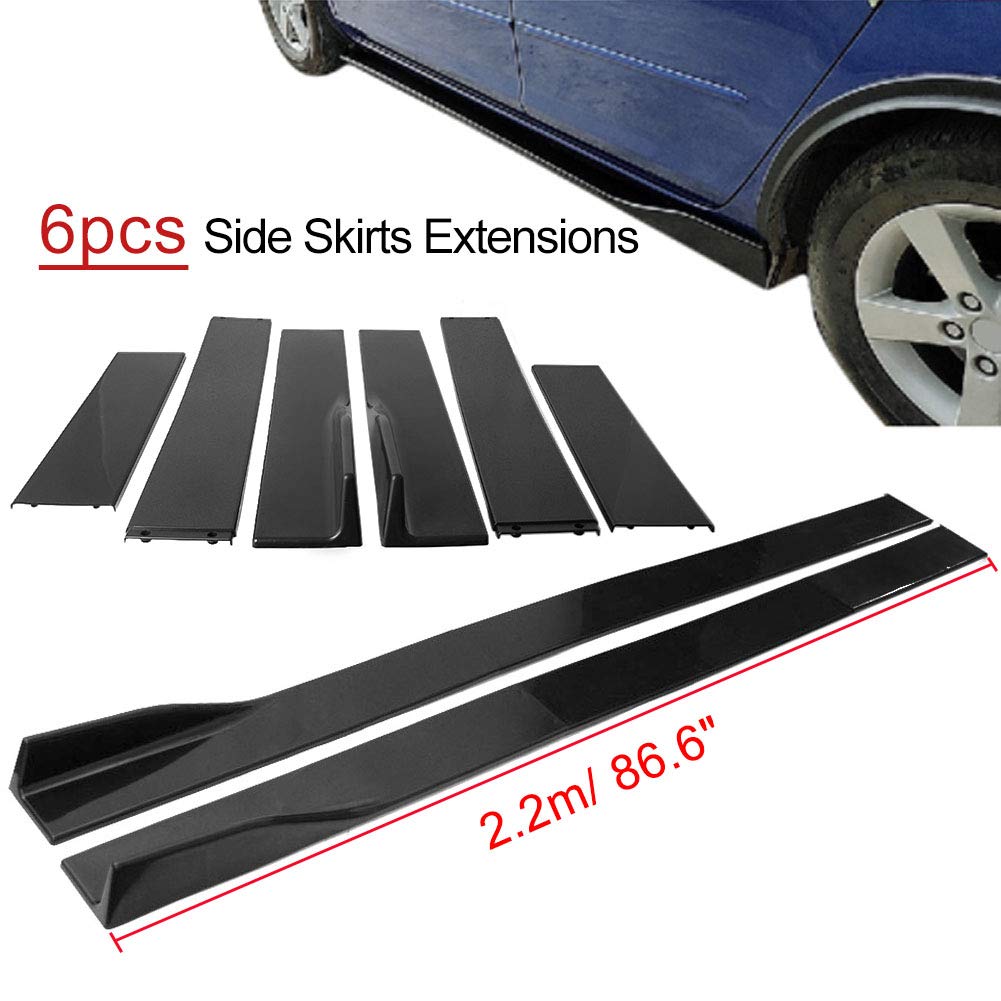 SongZhi Universal 2M / 86.6" Car Side Skirt Extension Rocker Panel Body Kit Side Skirts Extension Rocker Panel Splitter(Black)