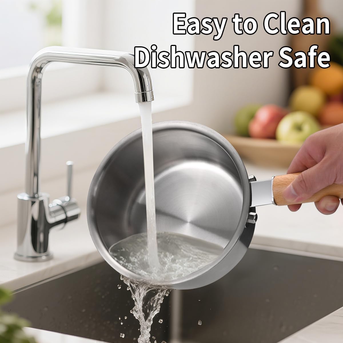 Stainless Steel Saucepan with Glass Lid, Uncoated Non-Toxic Sauce Pan Rivetless with Staly-Cool Handle, Induction Base 1.5QT Sauce Pot for Most Cooktops, Dishwasher Safe - Image 6