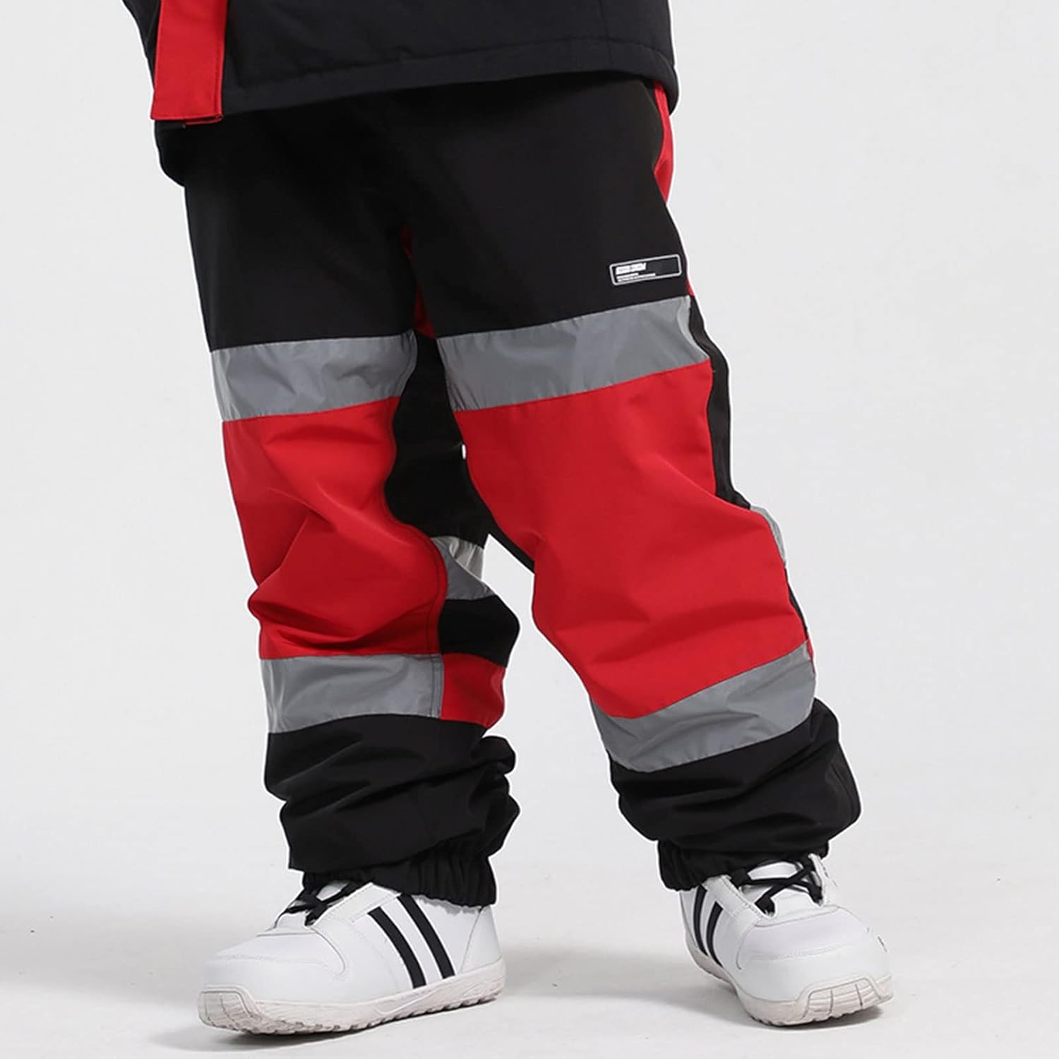 Men and Women Snow Pants Ski Pants, Men and Women Color Matching Noctilucent Waterproof Snowboard Trousers, Ideal For Winter Sports, Skiing, Snowboarding (Color : Red, Size : X-Large)