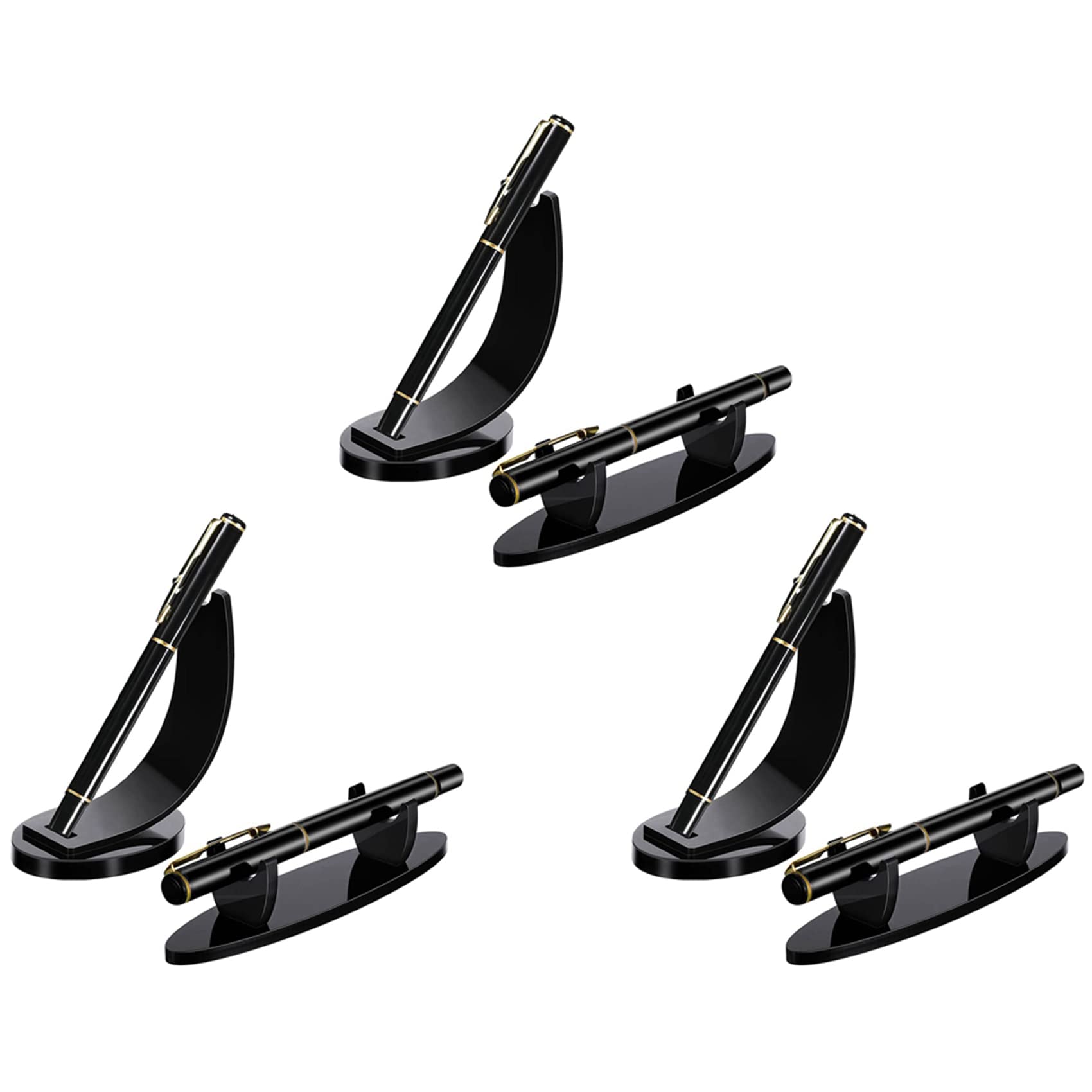 Jnchdghwa 6 Pieces Acrylic Pen Holder Display Stand Pencil Display Holder Fountain Pen Ballpoint Pen Display Rack (Black)