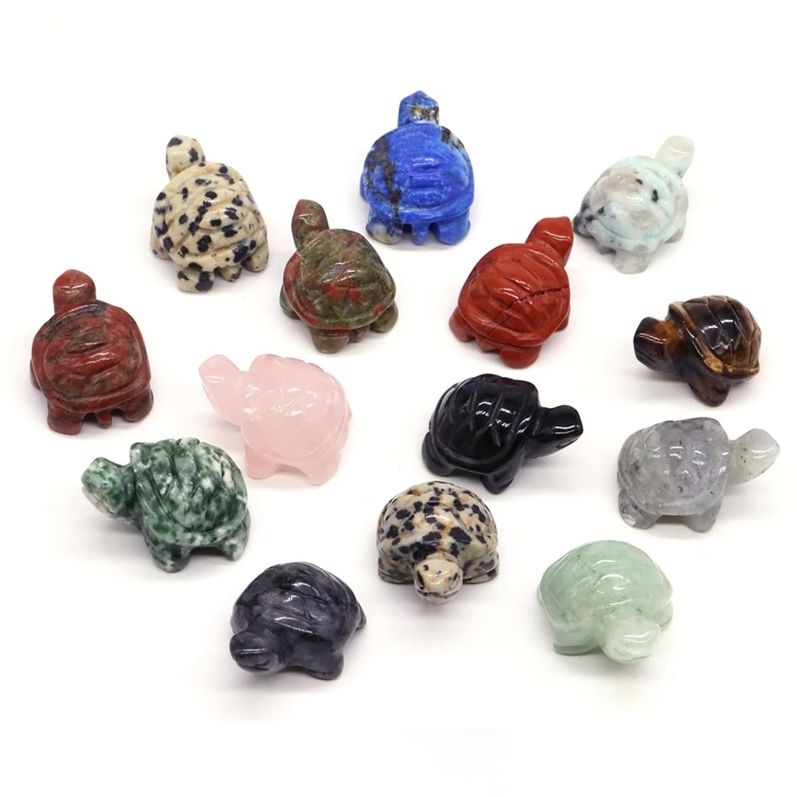 CYLRWSR 5 Pcs Cat Elephant Owl Rabbit Tortoise Carved Natural Crystal Statue
