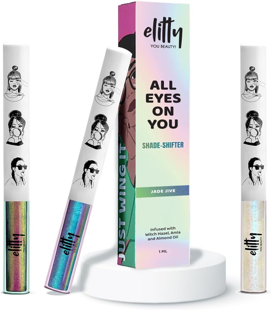 Elitty Neon Nights Ombre Waterproof Liquid Eyeliner Combo (Pack of 3) | Holographic Shades (Purple-Blue, Silver-Blue, Pink-Copper) | Lasts Upto 12 Hrs | 1 ML Each
