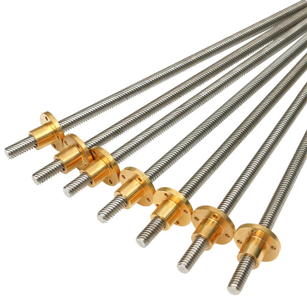 Screw Pitch T8 Stepper Motor Driving Trapezoidal Rod 2mm Pitch 8mm Lead T8 Lead Screw Rod With Brass Nut Thread Lead Screw Shaft Nut (Color