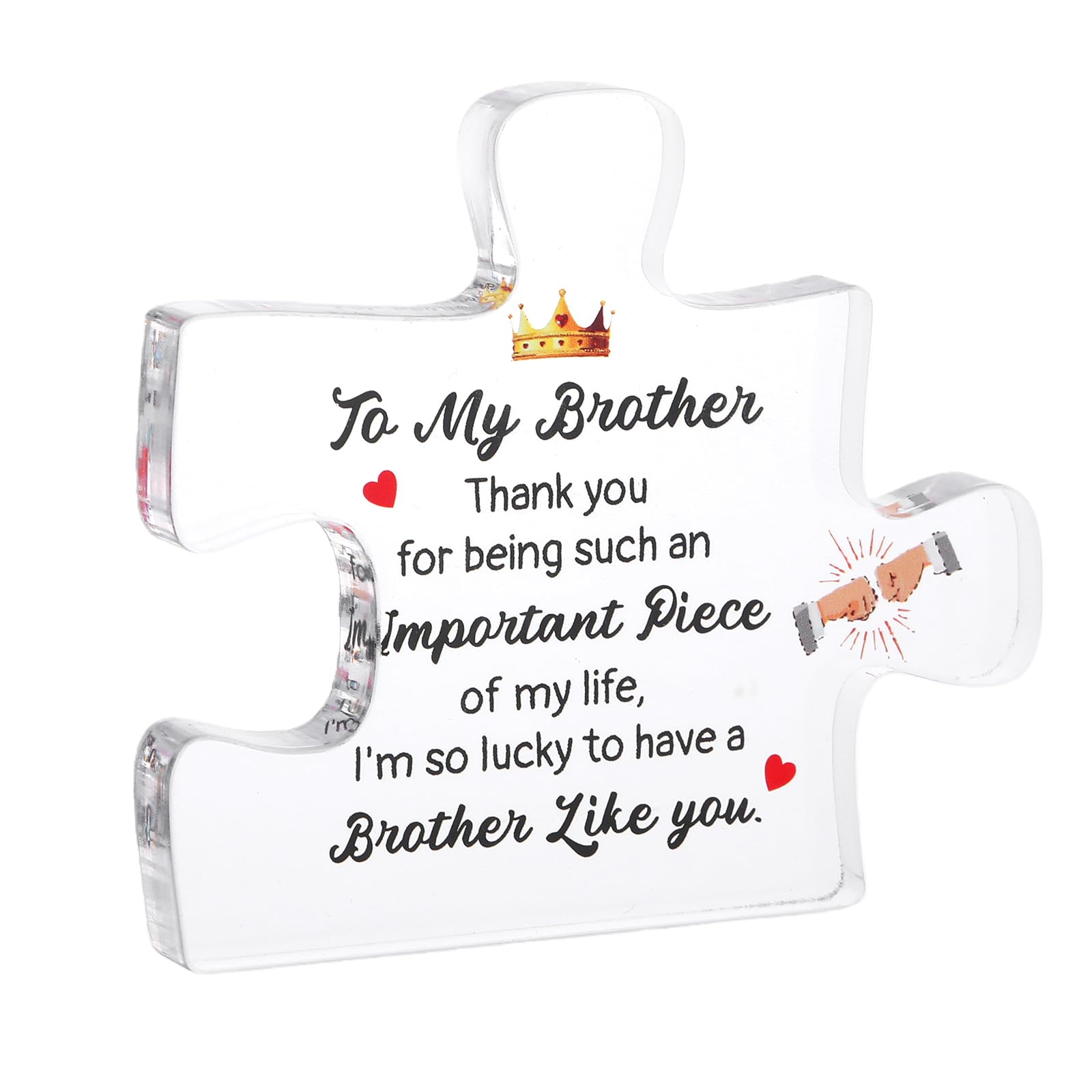 Brother Gifts from Sister, Acrylic Puzzle Plaque for Birthday Graduation Card 10x10 cm, Funny Keepsake, Meaningful Gift for Brothers, Best Adult Men Souvenir