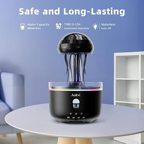 Miniatura 5 de Difusor de aceite esencial de medusa de 10.1 fl oz, difusor de niebla de aromaterapia silencioso para aceites esenciales, con 7 luces LED que