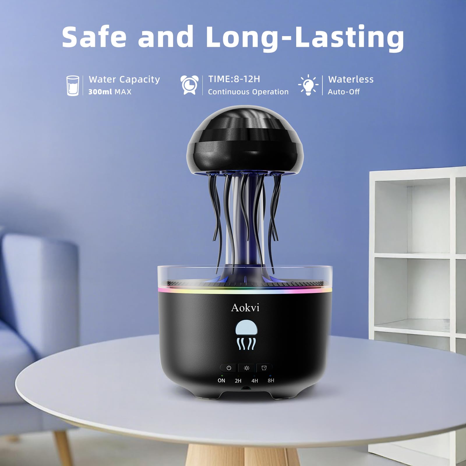 Diffusore di oli essenziali a meduse da 300 ml con telecomando, diffusore di oli per aromaterapia ad ultrasuoni con timer e spegnimento automatico, adatto per soggiorno, camera da letto, ufficio