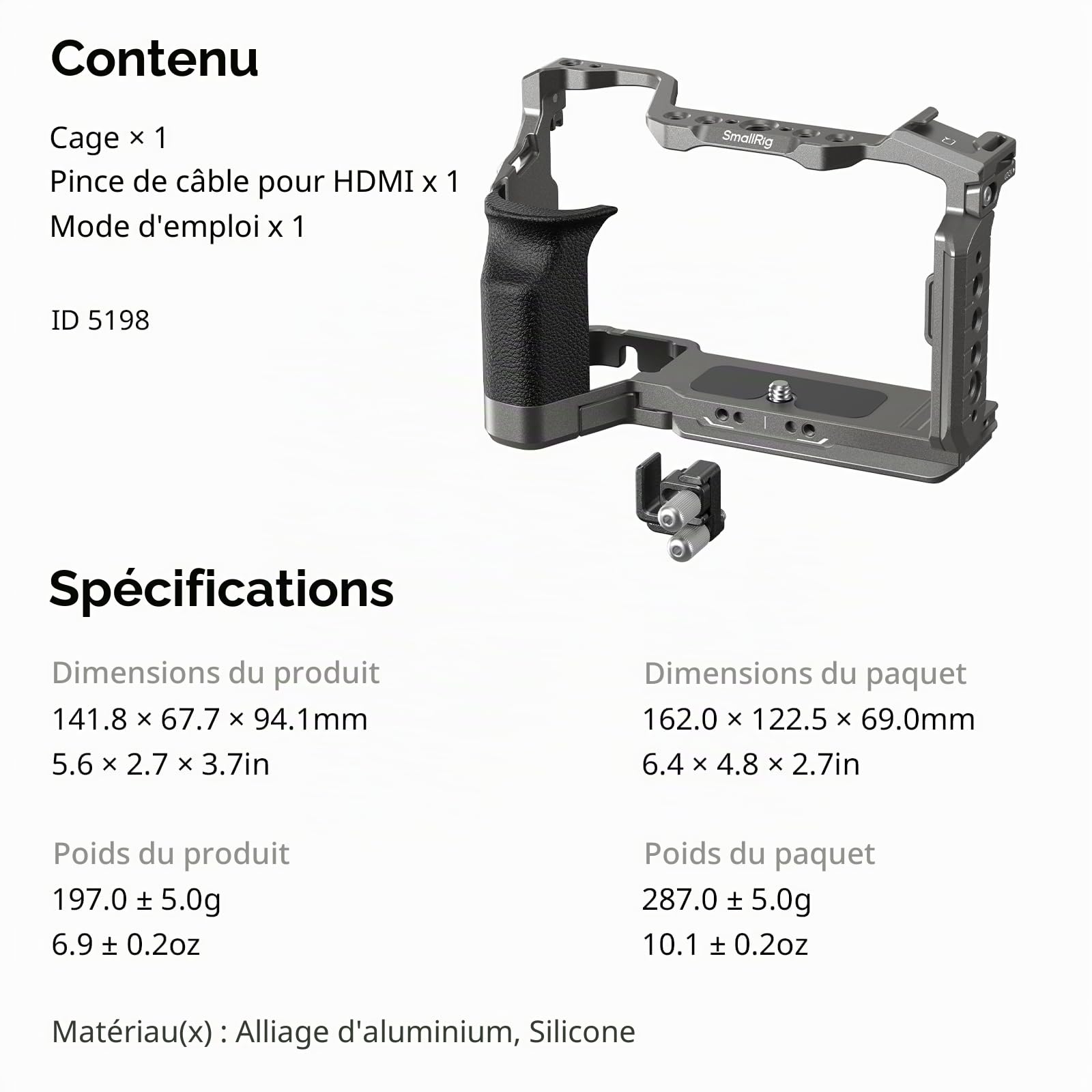 SMALLRIG HawkLock Kit Cage à dégagement Rapide avec poignée en Silicone pou | Provenance France. Emballage securisé. Livré avec Facture dont TVA.