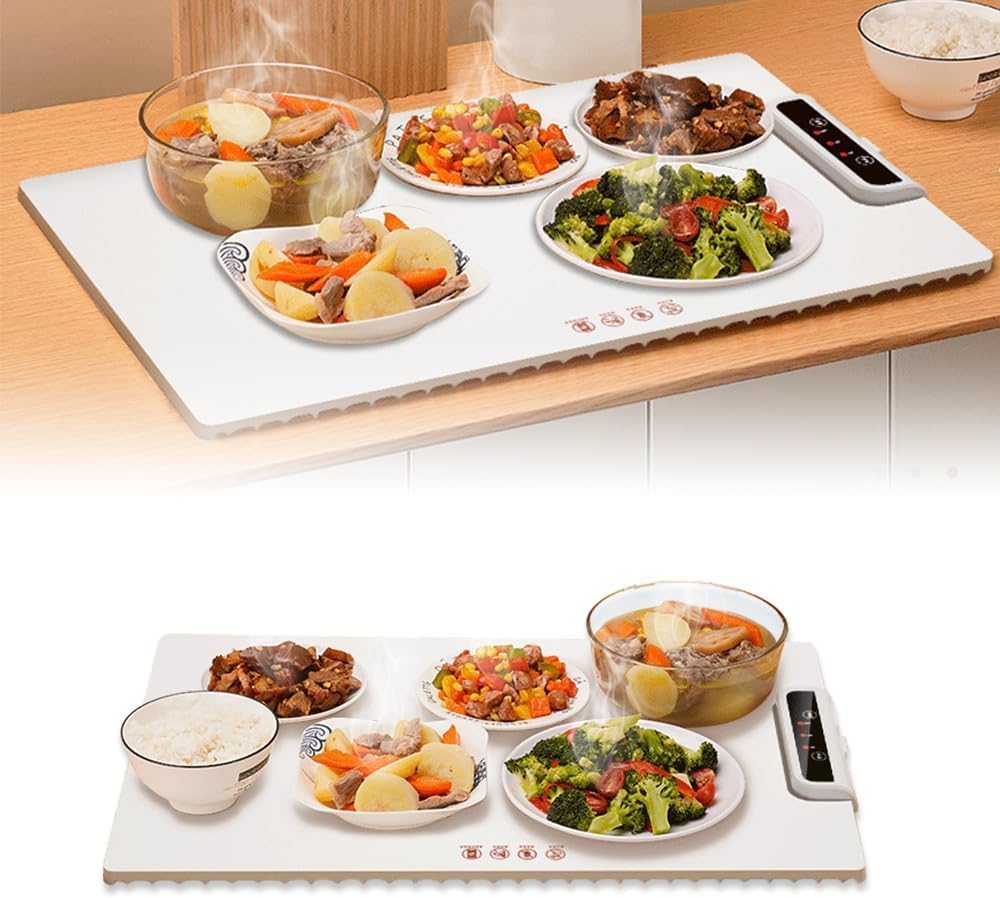 Electric Warming Tray with Adjustable Temperature, 2024 New Upgrade Electric Heating Tray, Foldable Food Warmer Fast Heating, Electric Warming Hot Plate Trays for Buffets Party to Keep Food Warm