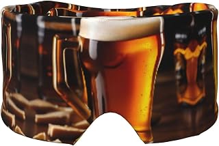 Beer Print Sleep Eye and Ear Muffs Mask - Adjustable Yoga Travel Headband, Keep Warm Shading Comfortable Aid