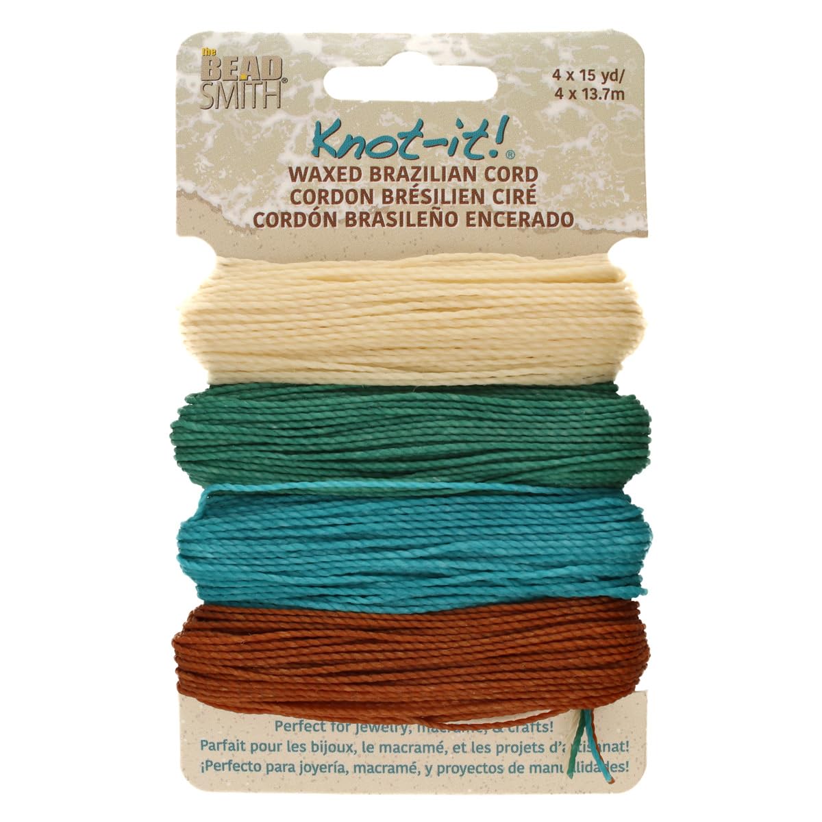 The Beadsmith Beach N’ Sea Knot It Waxed Polyester Cord – – 0.7Mm Diameter – 4 Cords, 15 Yards Each – Make Jewelry, Macrame, Friendship Bracelets And Diy Crafts