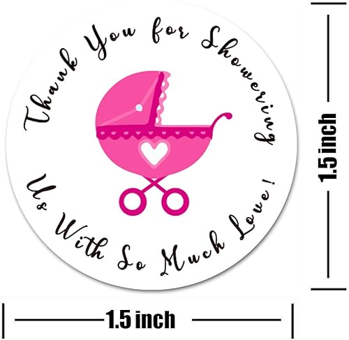 Miniatura 2 de Remarkable Calcomanías redondas para baby shower, con texto en inglés "Thank You for Showering US", de 1.5 pulgadas, para niñas y niños, 504