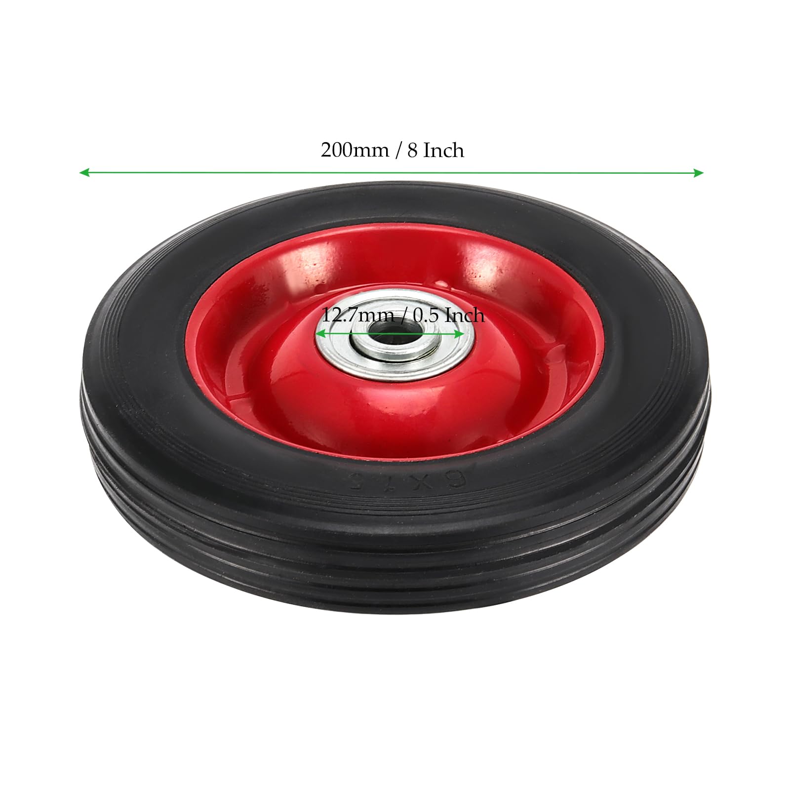 4 PCS 8x1.75In Solid Rubber Wheel with Ball Bearing,1/2In Bore Axle — Amazon image 2