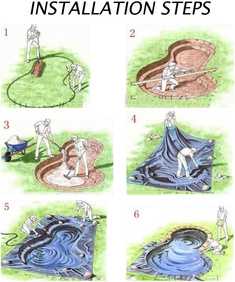 2mm Pond Liner - Durable PEP Pool Liner for Outdoor Koi Ponds, Garden Fountains & Waterfalls - Easy Cut, 20x30ft (6x9m) for Above Ground Ponds