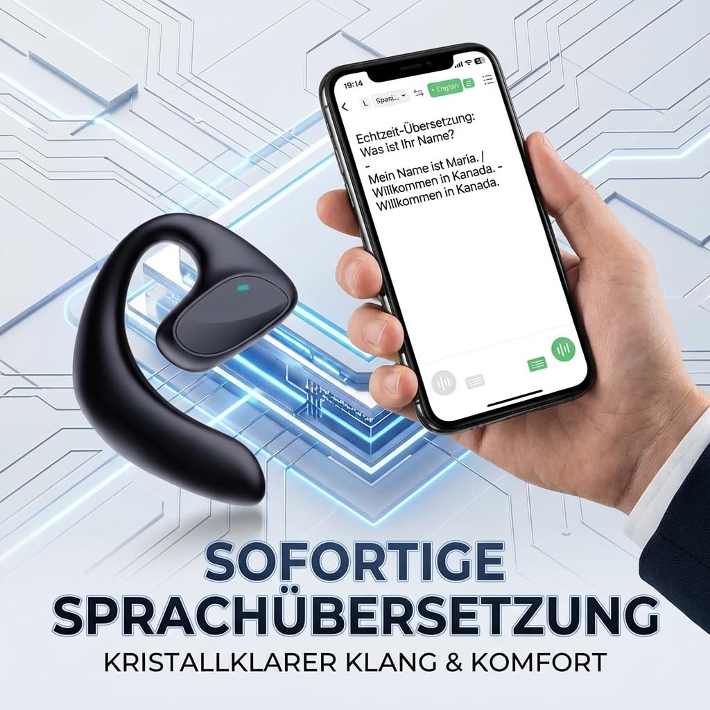 sonabuds übersetzer Original – Übersetzer Kopfhörer 144 Sprachen Echtzeit Übersetzung Mit Bluetooth Und Noise Cancelling Für Reisen Und Business Tragbar & Wiederaufladbar (Schwarz)