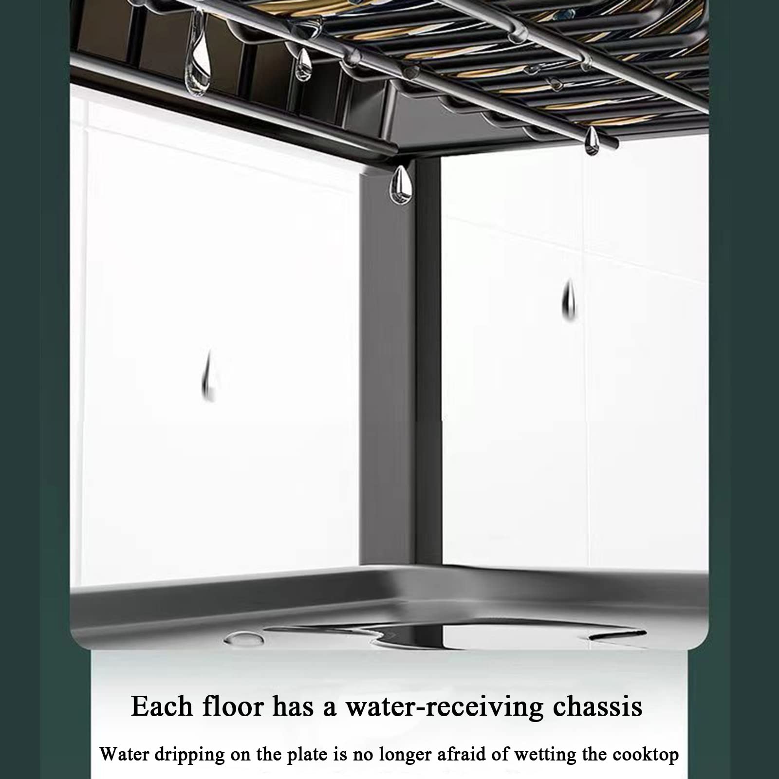 Estante para especias de 3 niveles, estante para secar platos, escurridor de platos grande ajustable para almacenamiento, organización del mostrador de la cocina, juego compacto de escurridor para p