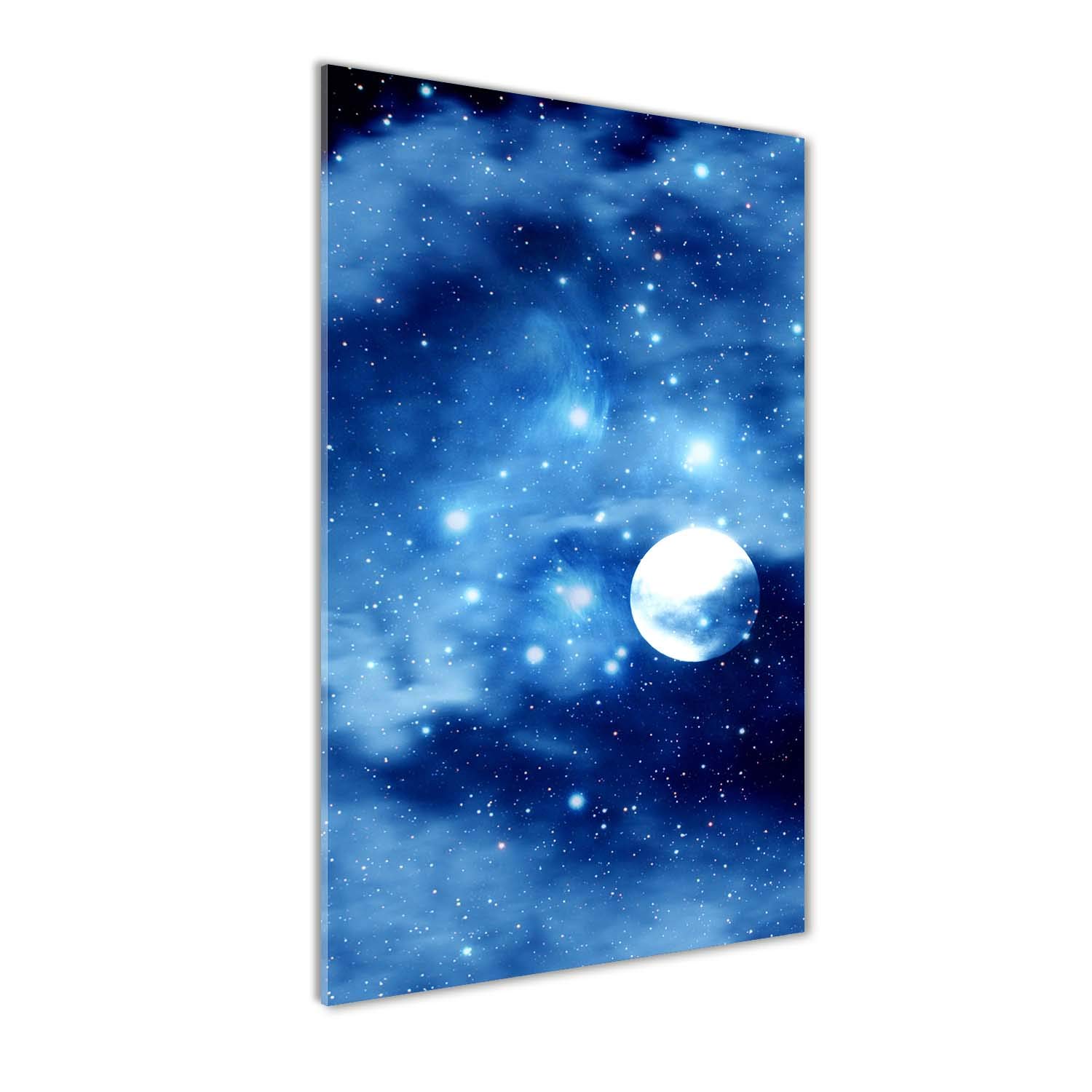 Tableau bleu science-fiction en verre trempé 70x140cm pour rêver sous la lune