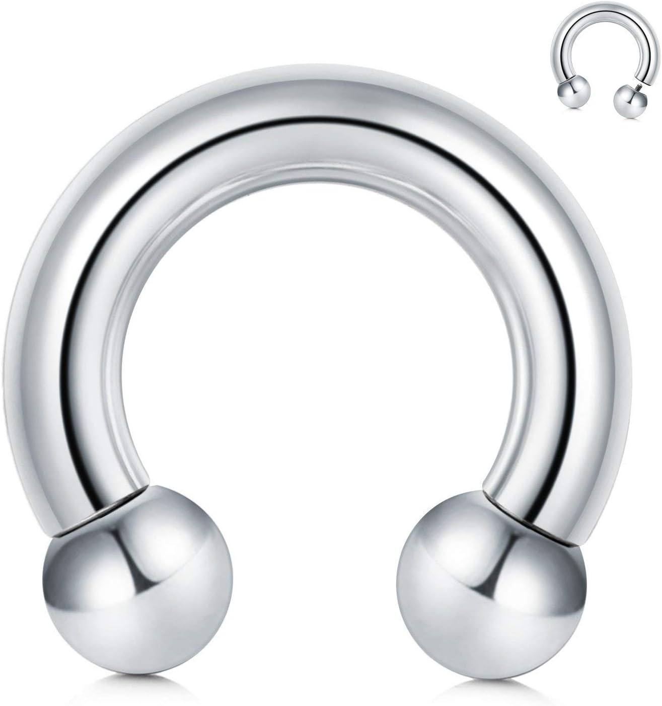 Funseedrr 316L Surgical Steel Internally Threaded Circular Barbell Horseshoe Piercing Ring 2G 4G 6G 8G 10G 12G 0G 00G