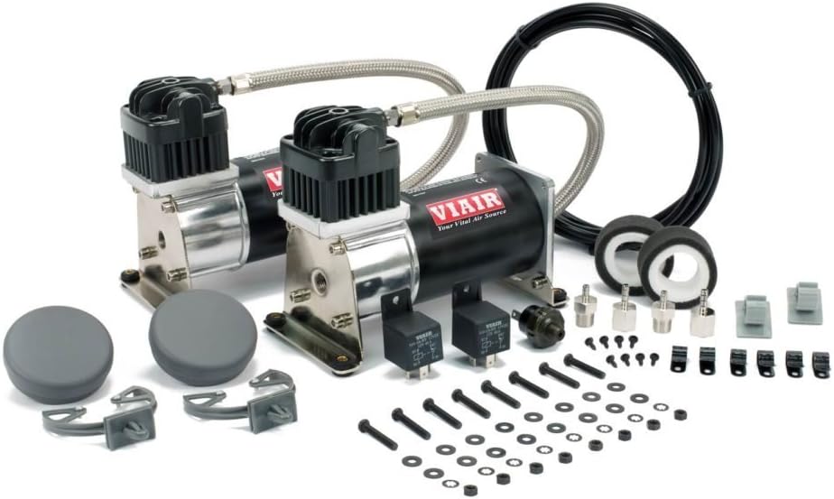 VIAIR 280C 150PSI Dual Value Pack, Air Ride Suspension, Air Horns, 30% duty @ 100 PSI, Black/Silver, 28002
