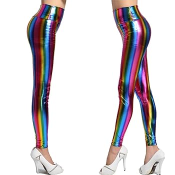 ZHIZHOU Leggings 1 Piece Womens Rainbow Leggings Glitter