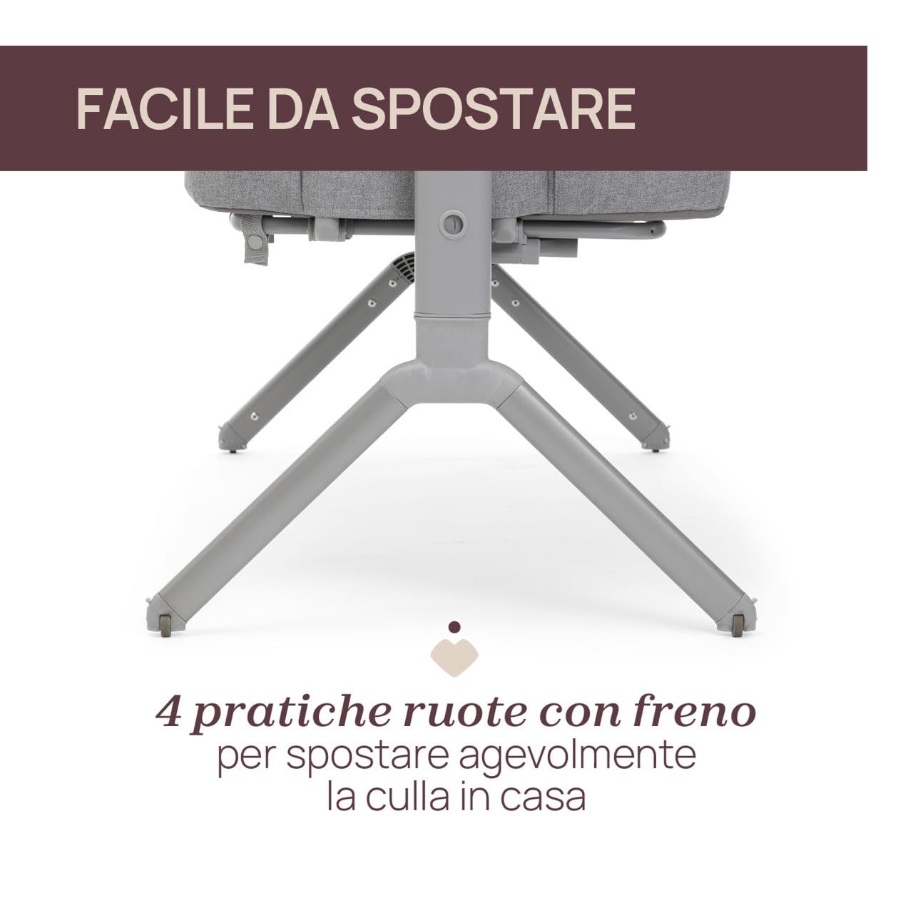 Chicco Next2Me Armonia, Culla Neonato Fianco Letto, Spondina Apribile, 11 Livelli di Altezza, Altezza Regolabile da 66 fino a 83 cm, 4 Ruote, Ottima Circolazione dell’Aria, Grigio