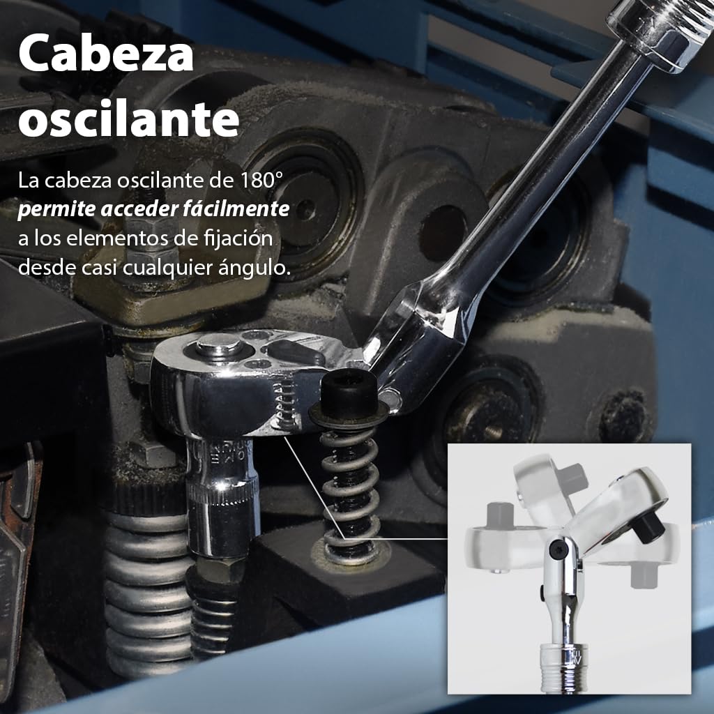 FIRSTINFO Carraca Telescópica 1/4" Articulada 72 Dientes F3222NB