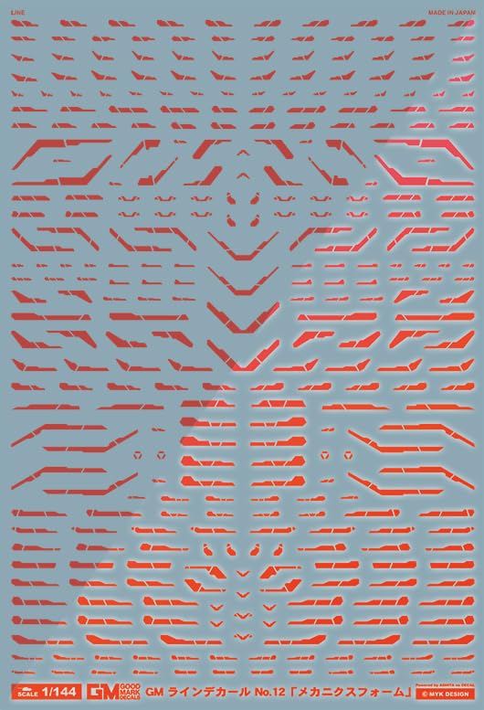 Calcomanías Ashita Decal GM Line 12 Mechanics Foam rojo vivo y neón escala 1/144
