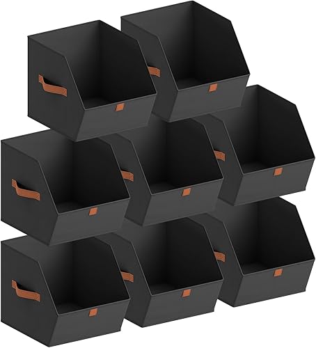 Miniatura 17 de Cestas de almacenamiento de tela para armario - Juego de 6 contenedores cuadrados con asas duales para ropa, toallas, juguetes, organizadores de