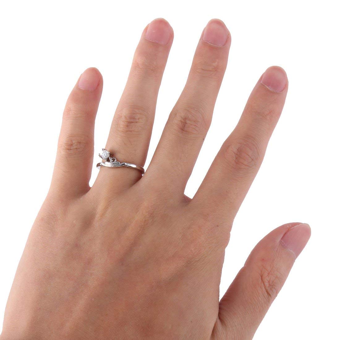 UBERSWEETLady Metal Libra Shaped Faux Rhinestone Decor Retro Style Open Finger US 7 Silver Tone