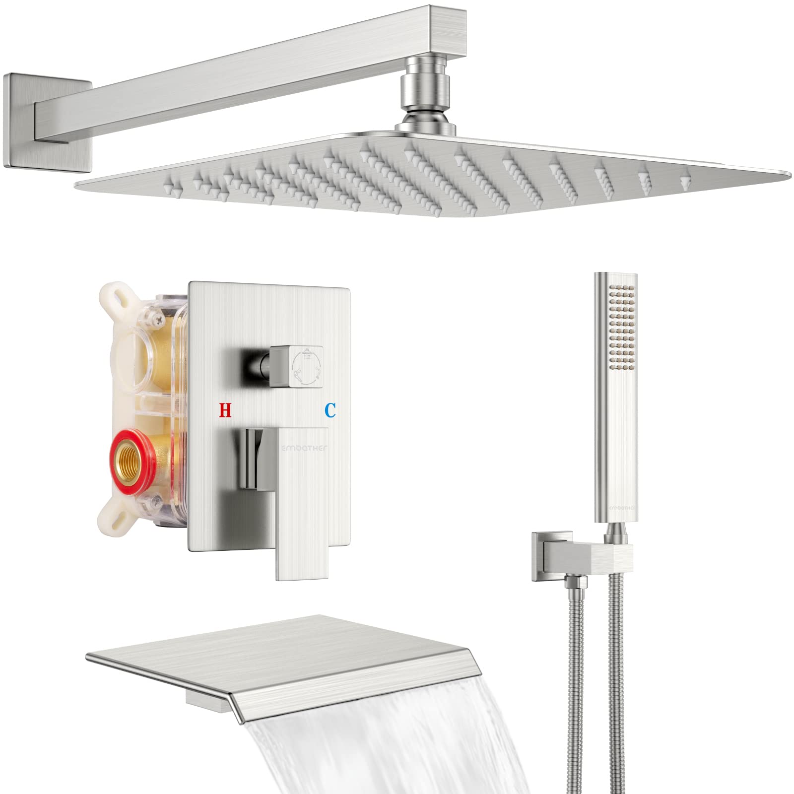 Buy EMBATHER Shower System with Tub Spout,12 Inch AllMetal Tub Shower