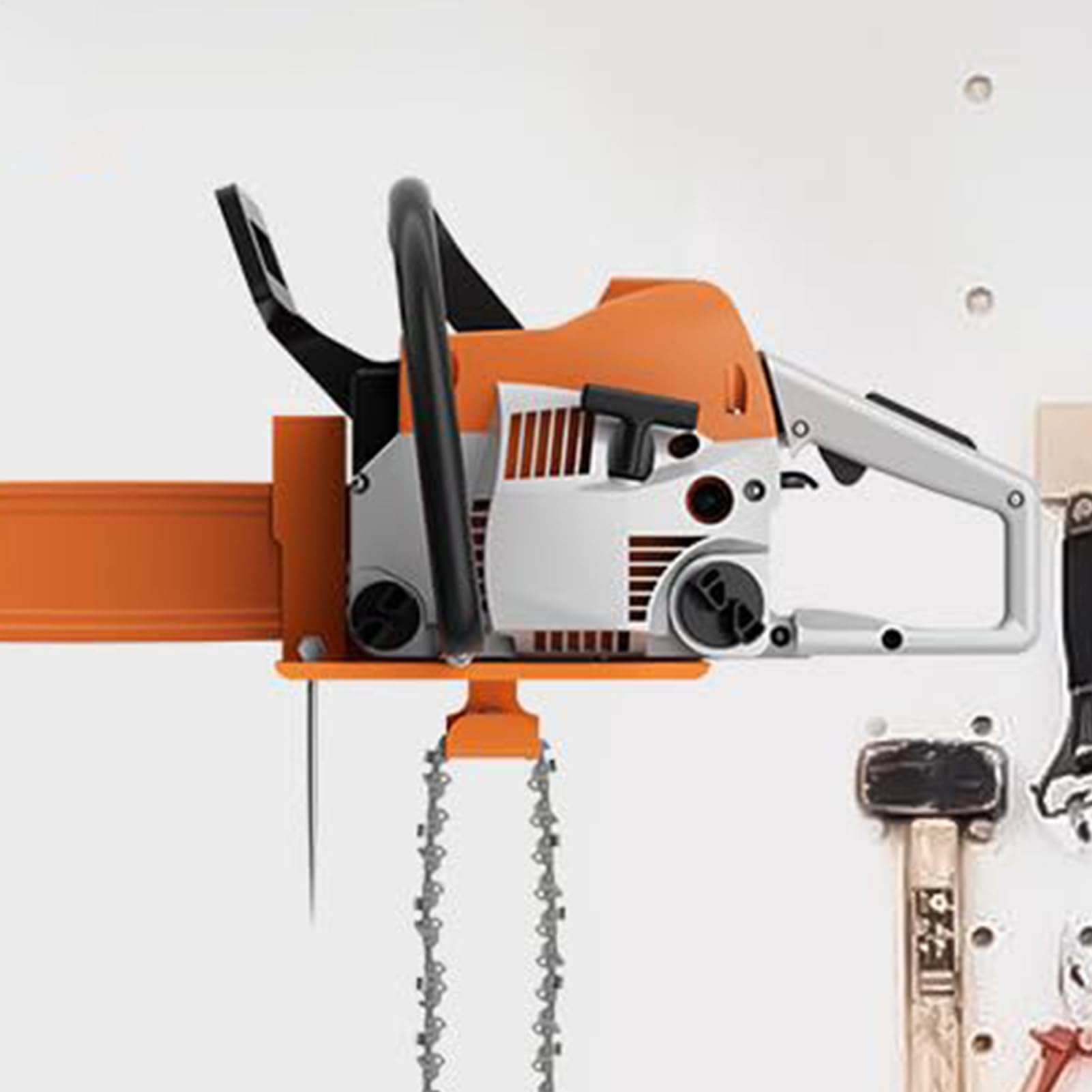 Generisch Uchwyt do piły łańcuchowej, piła łańcuchowa, montaż na ścianie, Heavy Duty String Trimmer Weededer Wall Mount, wyświetlacz pił łańcuchowych, organizer, haczyki, dmuchawa plecaka, akcesoria