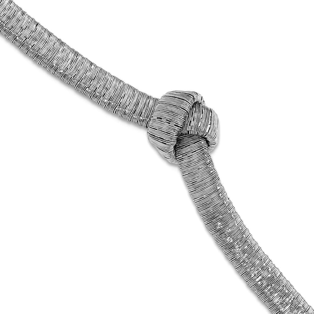 JewelryWeb 4mm 925 Sterling Silver Rhodium Plate Texture Wrapped Knot With 1 Inch Extension Bracelet 7 Inch Wrap Bracelet for Women