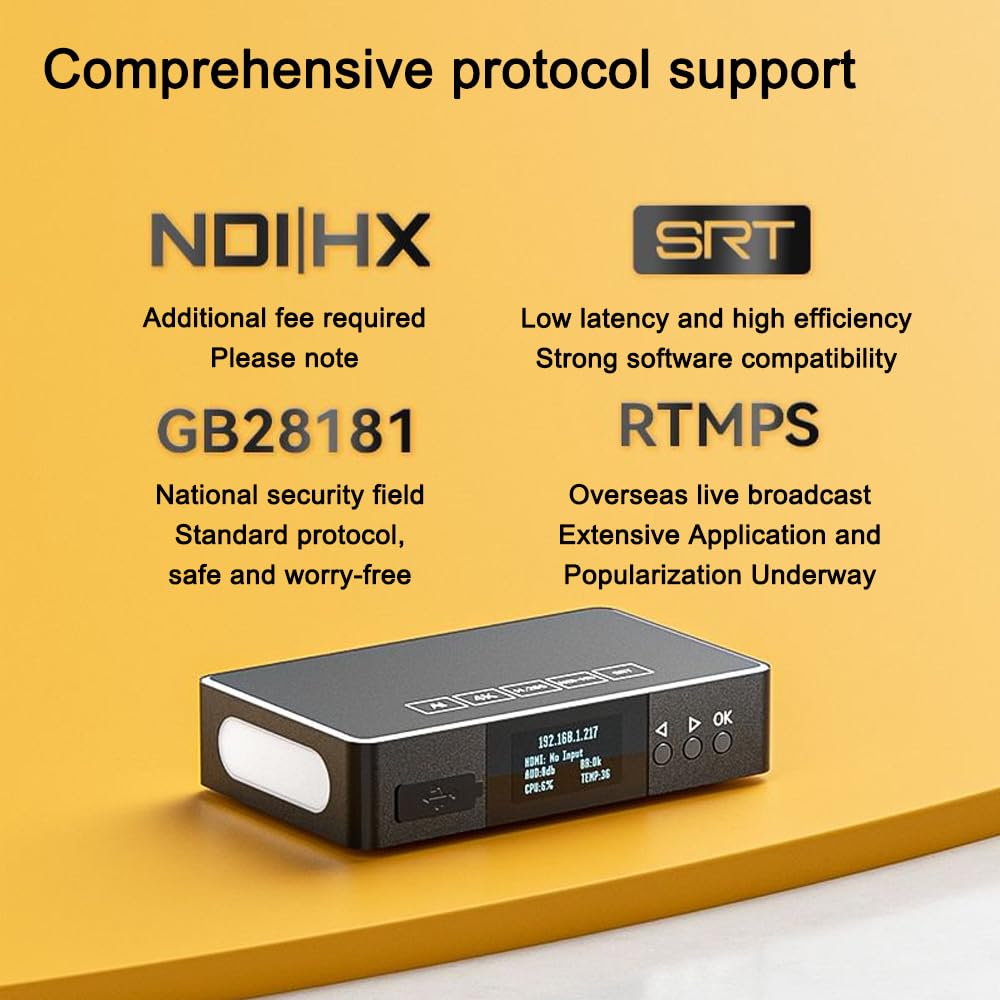 LinkPi ENC1V3P 4K HDMI NDI Codificador con compresión Tally, H.265 integrada y soporte multiprotocolo para transmisión en vivo profesional y uso en estudio (con WIFI6+ DIN + Hot Shot)