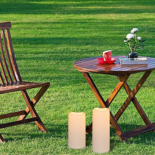 Lasumora Large Waterproof Outdoor Flameless Candles With Remote Control And Timer, Battery Operated Flickering Led Pillar Candles For Indoor Outdoor Lanterns, Porch, Long Lasting, Set Of 2 4" X 8"10" #TOP3