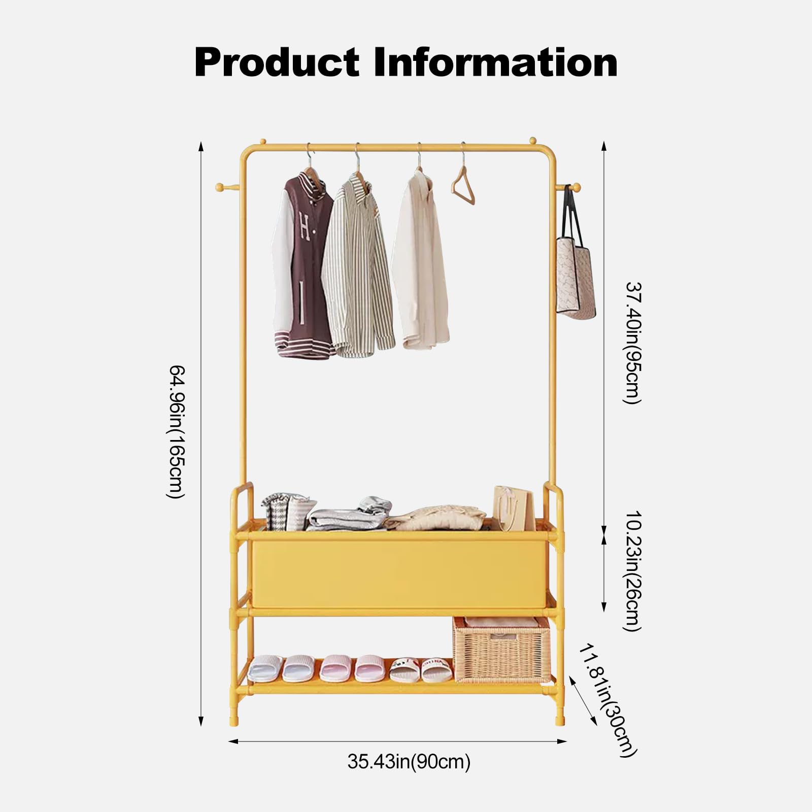 Ergocar Perchero Burro Ropa, Percha De Ropa De Gran Capacidad De Múltiples Capas Con Estante De Almacenamiento De Piso y Percha Colgante De Metal Colgadora De Dormitorio Multifuncional