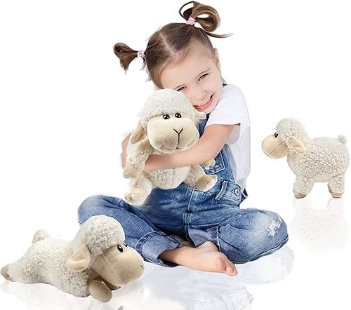 3 piezas de animales de oveja de peluche, de 6.5 a 8.8 pulgadas, lindo peluche de cordero como regalo para tus hijos (sentados, de pie, acostados)