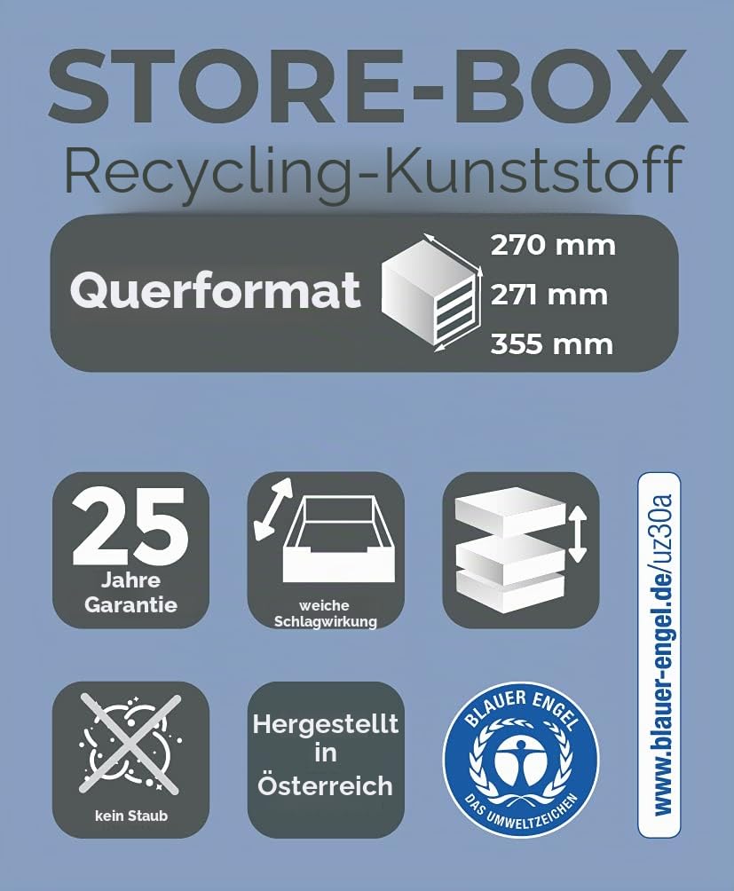 Exacompta 308714D Ablagebox Glossy Querformat mit 5 Schubladen für DIN A+ Dokumente. Belastbare Schubladenbox mit hoher Kapazität für mehr Platz Big Box Plus Horizon Blauer Engel schwarz – Bild 5