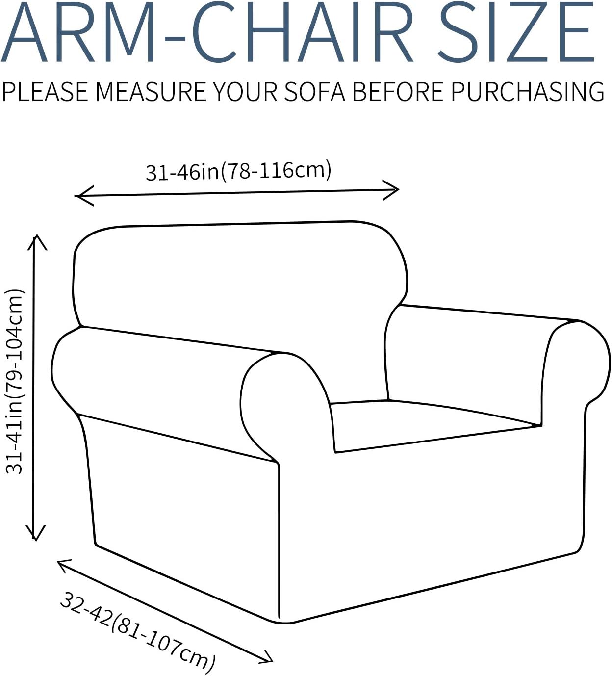 JIVINER Super Stretch Chair Sofa Slipcovers 1-Piece Jacquard Chair Covers for Living Room Soft Anti Slip 1 Seater Couch Furniture Protector Small Checks for Kids Pets (Chair, Natural)