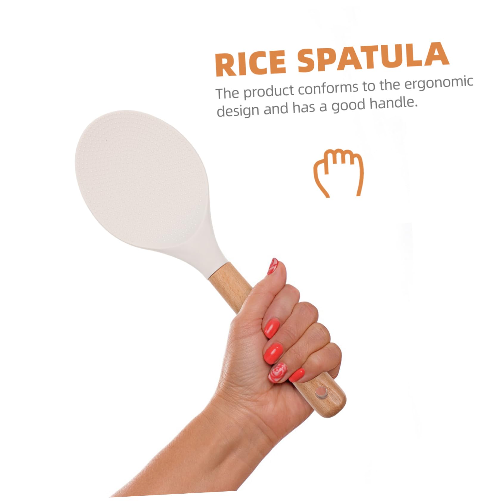 VINTORKY 1pc Silicone Rice Spoon Restaurant Spoon Sushi Spoon Rice Spoons Rice Spatula Potato Rice Chinese Rice Paddle Rice Portion Scoop Rice Turner Pizza Sauce Spoon Rice Scoop White Wood