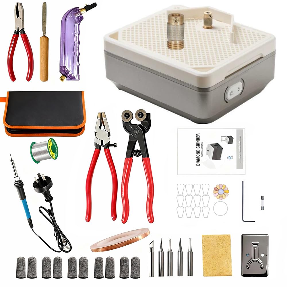 Levigatrice per Vetro Elettrica, Mini Levigatrice Vetro 110–240 V 150 W 4200 giri/min, con Testine Intercambiabili e Set di accessori, Rifornimento automatico dell'acqua,per Vetro,Ceramica,Mosaico