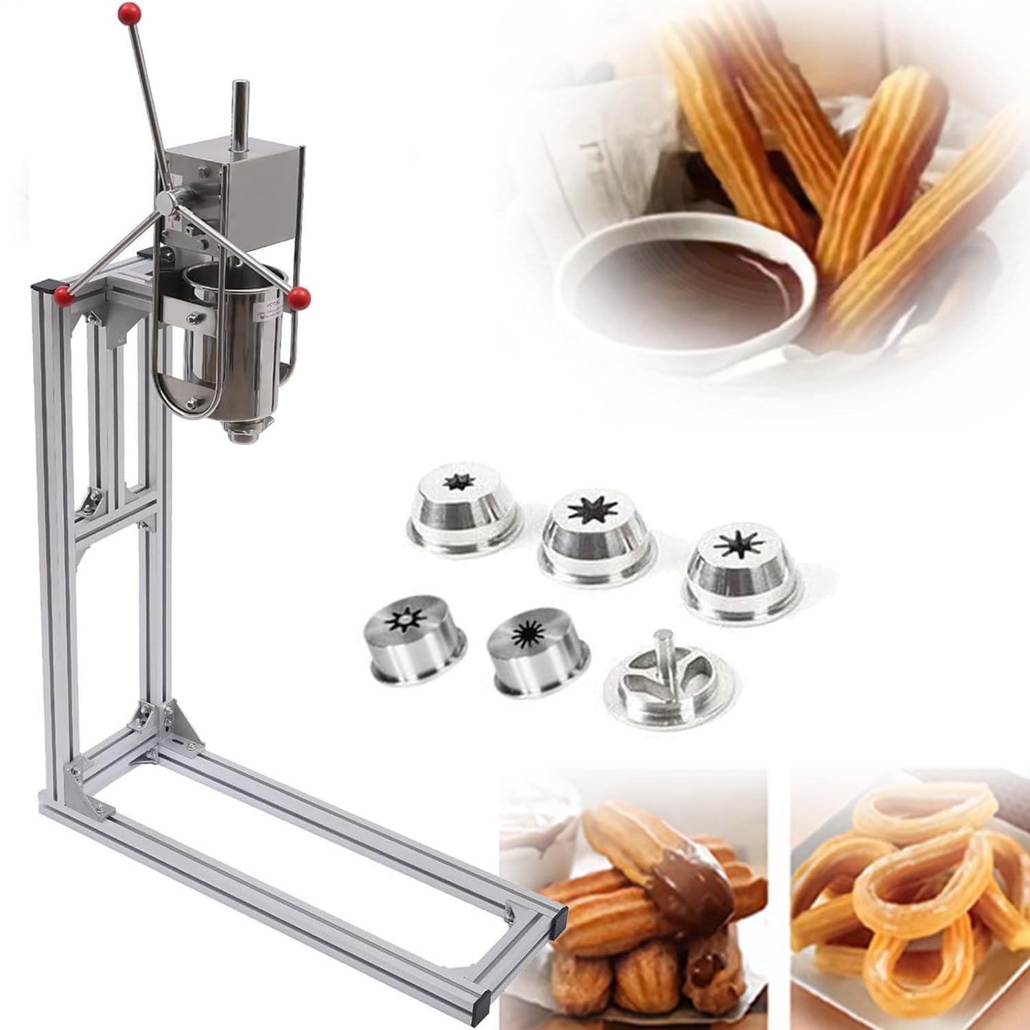 Qiang Manuel Espagnol Remplisseur Churros 3L/5L/7L Machine à Churro Acier Inoxydable Beignets Churro Commercial Latin Fruits Donut Dessert Machine à Churros,pour Maison Cuisine Restaurant,3L