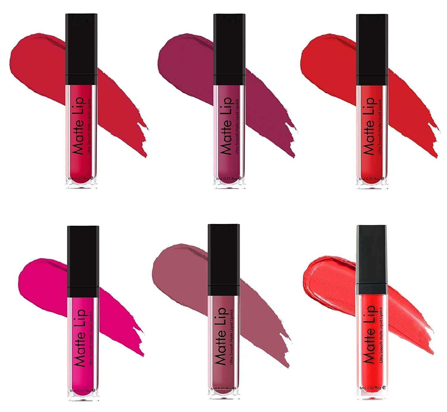 Groovs Ultra Smooth Matte Me Liquid Lipstick Beautiful Lip Care Lip Cream Liquid Lipstick, 6ml Each - (Pack of 6)