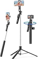 Vista 10 de ORICO Trípode de teléfono de 69 pulgadas, trípode para selfie stick para iPhone con control remoto inalámbrico, soporte giratorio de 360°