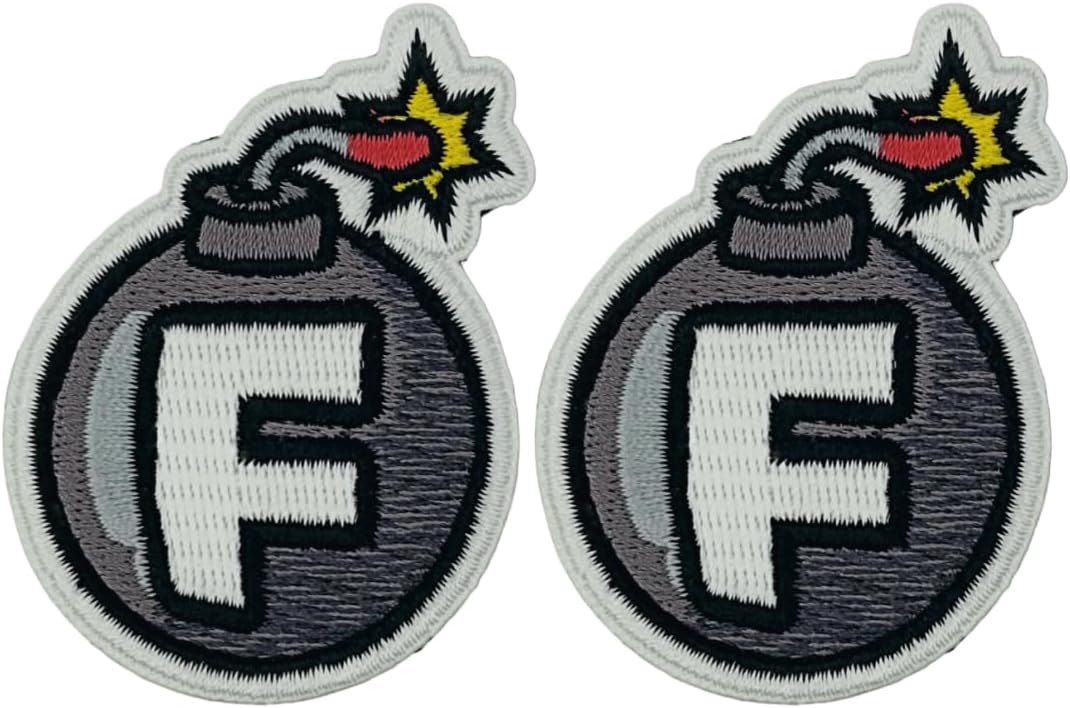 Patch Force F Bomb Embroidered Patch 2PC Bundle Set - 1.75 x 2.25 Inch Hook Fastener X516