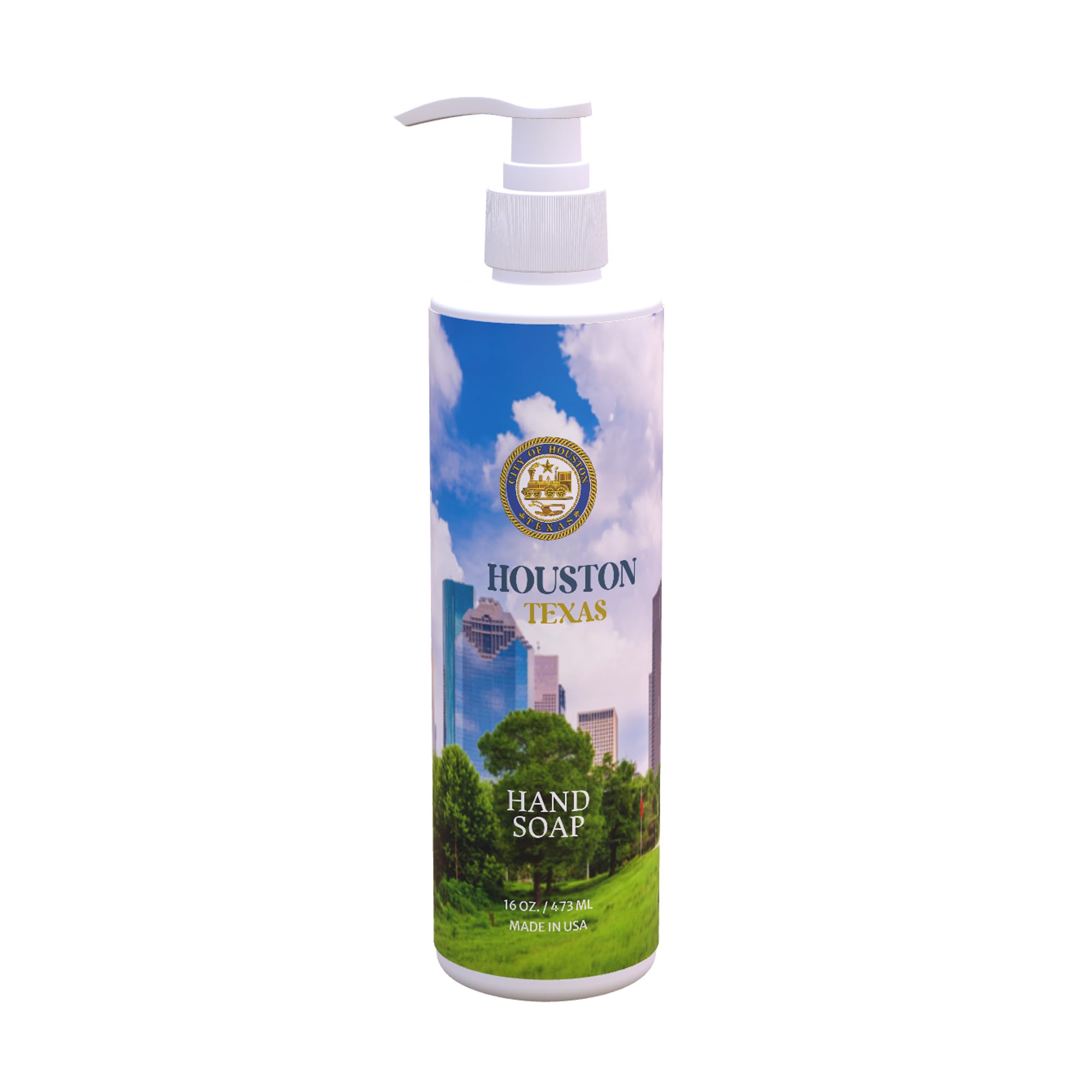 Hand Soap Set Houston City Map Design Fresh Green Tea Lemon Scent 12 Pack 16 oz Pump Bottles