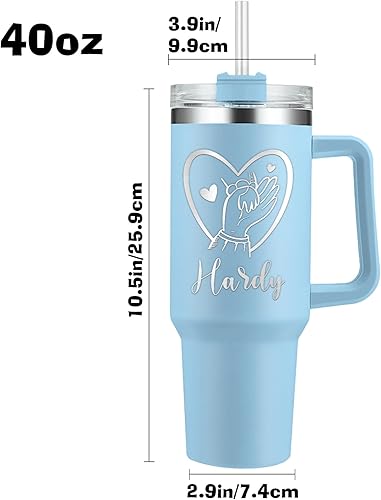 Miniatura 3 de Vaso personalizado con asa de 40 onzas, taza con nombre con foto personalizada con tapa y pajita, taza de café de viaje con aislamiento de imagen,